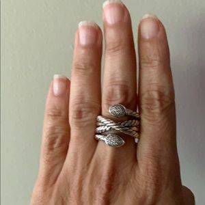 David Yurman serpent ring with pave diamonds